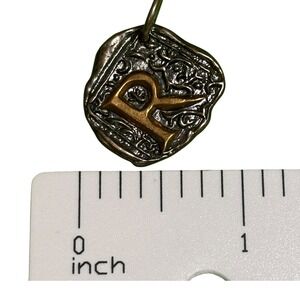 Waxing Poetic Initial R‎ Charm Pendant Sterling Silver Brass Wax Seal 925 Mono